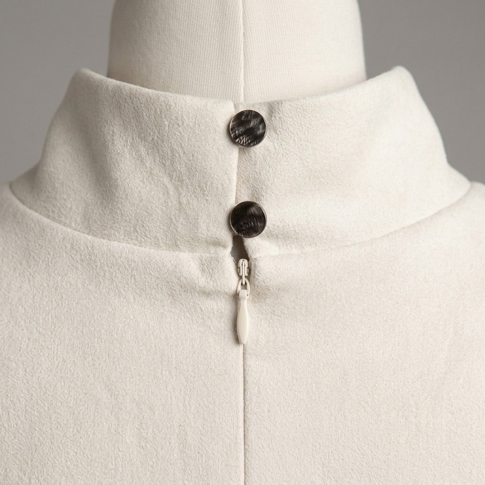 Free People x LENNI Cream Faux Suede Mock Neck Sleeveless Mini Shift Dress $148 - Picture 3 of 8